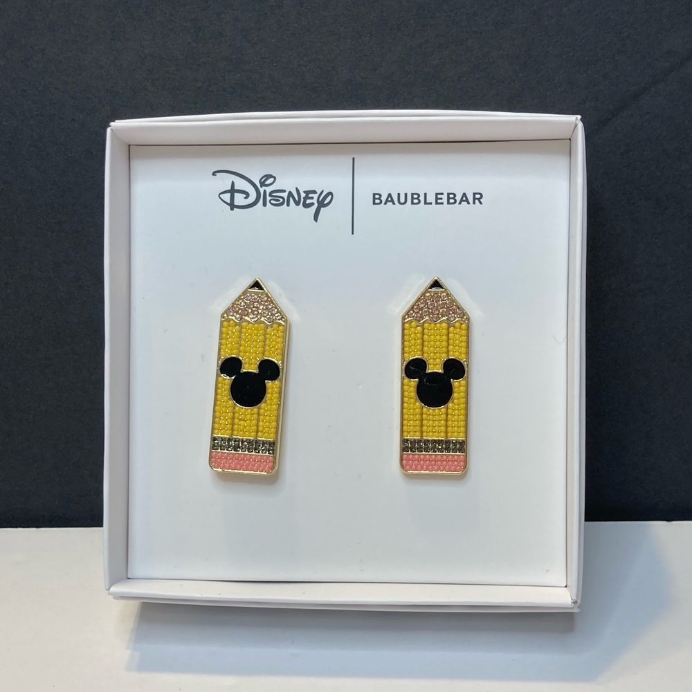 BaubleBar Disney Mickey Head Yellow Pencil Earring Set
